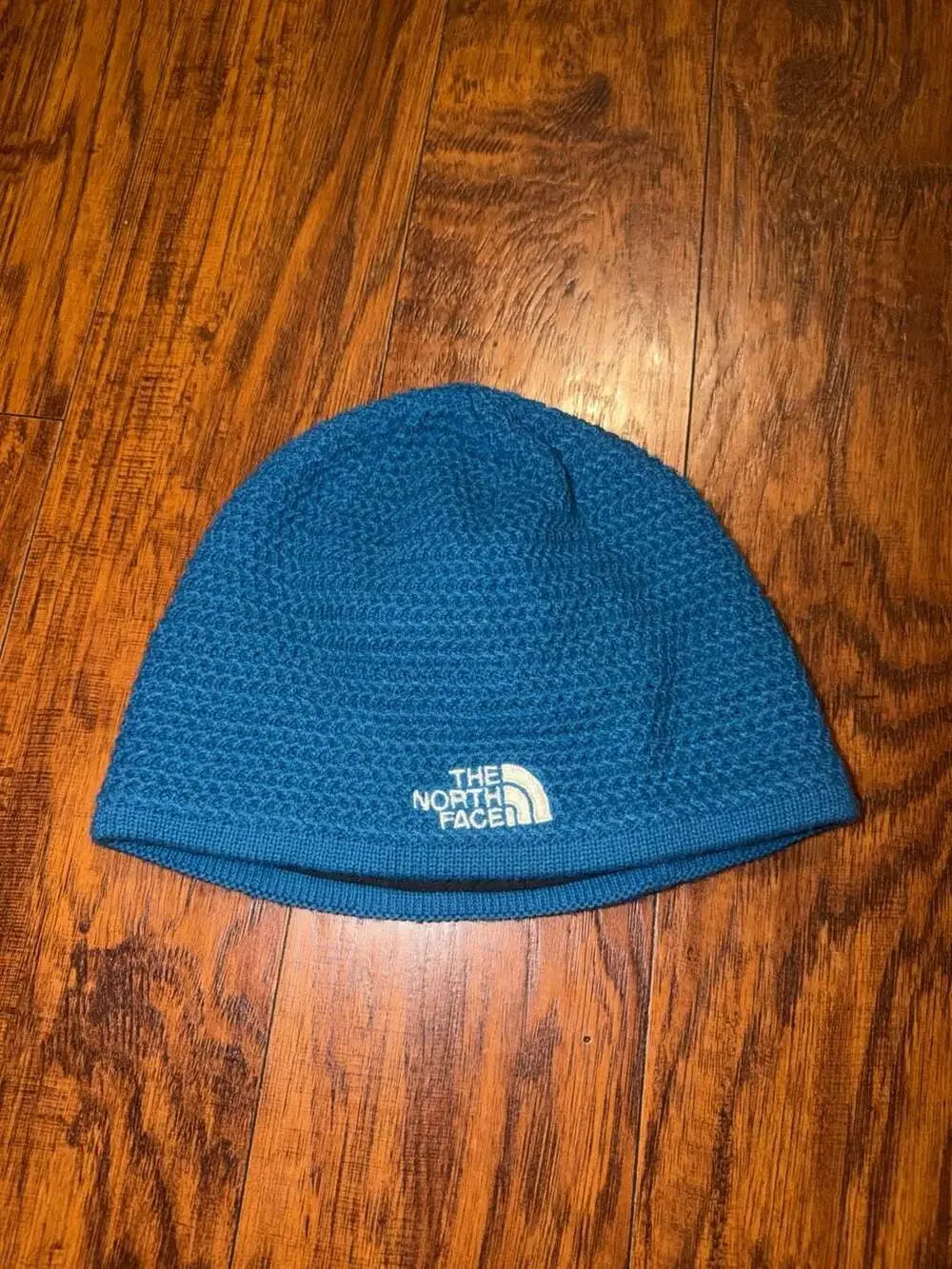 The North Face Blue Knit Beanie Skull Cap Fleece Lined One Size